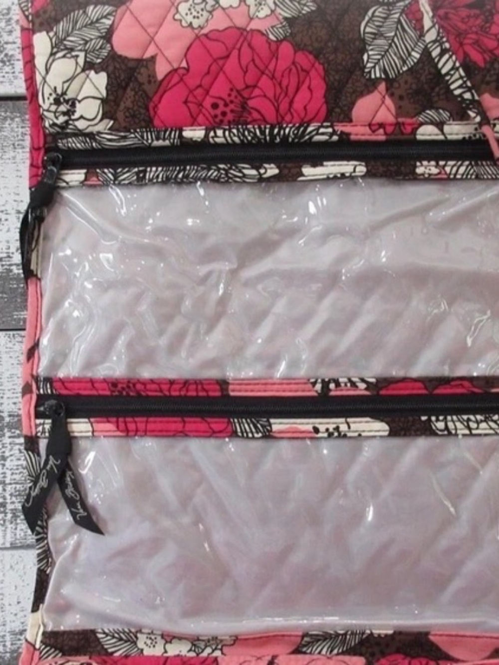 Rare Vera Bradley Mocha Rouge Floral Travel Organizer Bag – Four Compartments, G - Picture 4 of 7